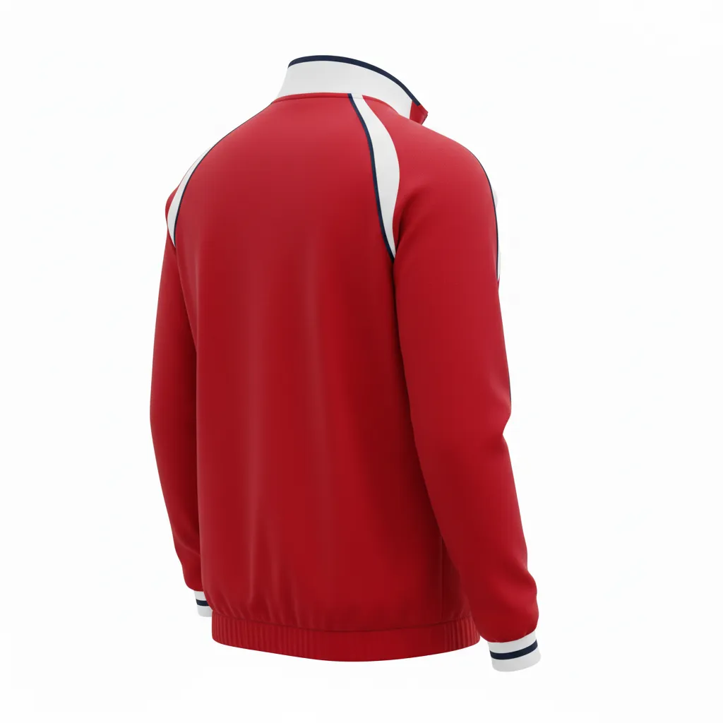 Custom Rugby Quarter Zipper Pullover - Red, White, Navy - Athletic - Back View - Kinexa Sportswear