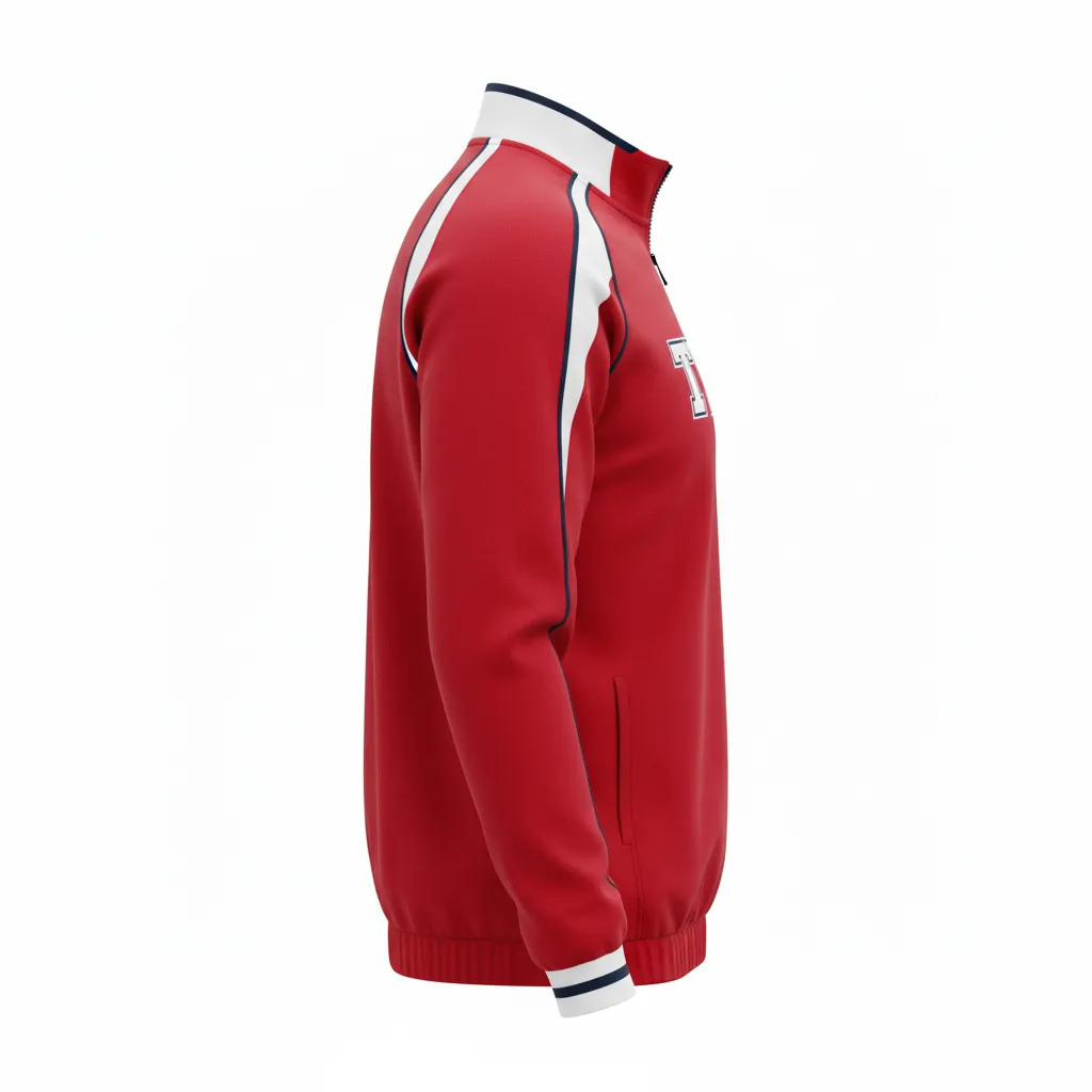 Custom Rugby Quarter Zipper Pullover - Red, White, Navy - Athletic - Side View - Kinexa Sportswear