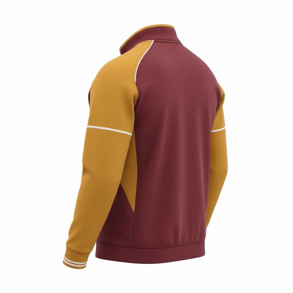 Custom Rugby Quarter Zipper Pullover - Burgundy, Gold, White - Vegas - Back View - Kinexa Sportswear