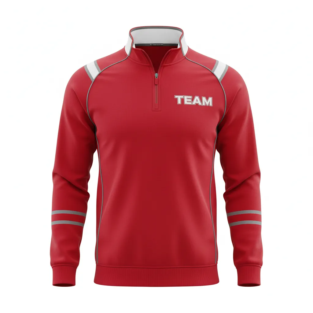 Custom Rugby Quarter Zipper Pullover - White, Silver - Cardinal - Front View - Kinexa Sportswear