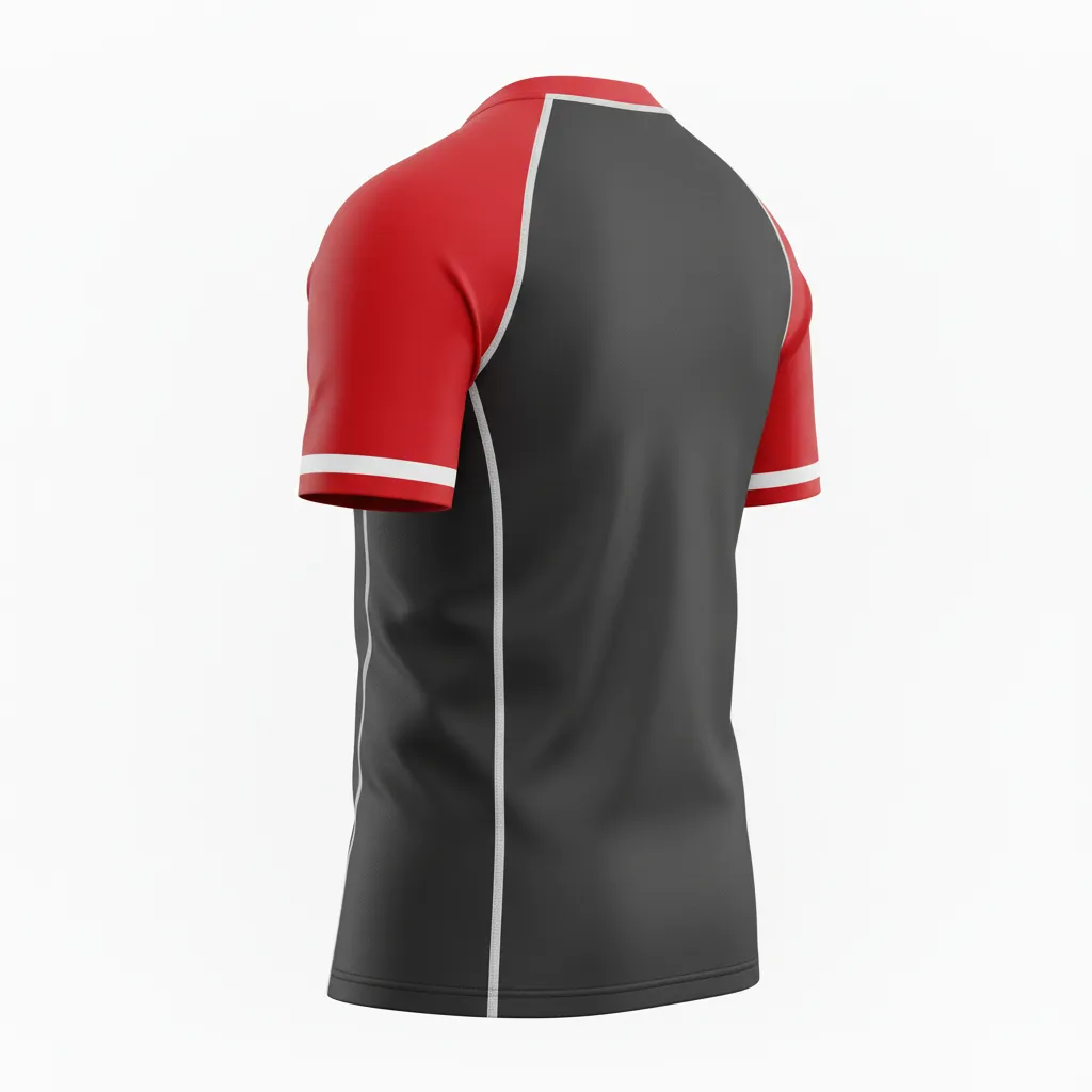 Custom Rugby Round Neck Classic Jersey - Red, White - All Blacks Athletic - Back View - Kinexa Sportswear