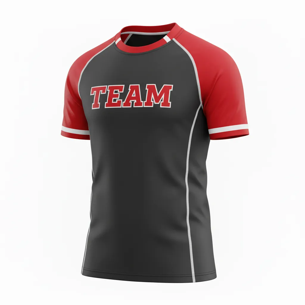Custom Rugby Round Neck Classic Jersey - Red, White - All Blacks Athletic - Front View - Kinexa Sportswear