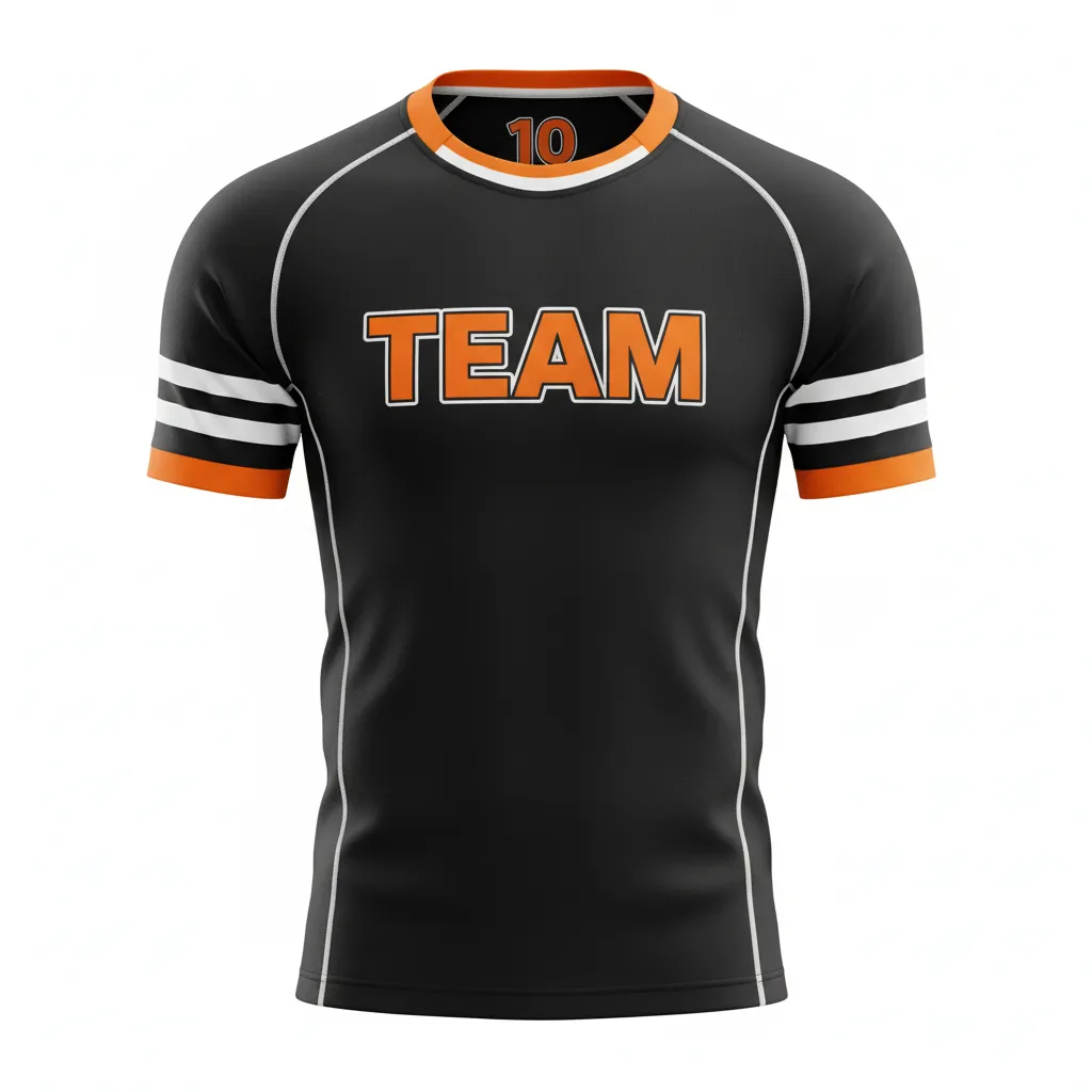 Custom Rugby Round Neck Classic Jersey - Orange, White - All Blacks - Front View - Kinexa Sportswear