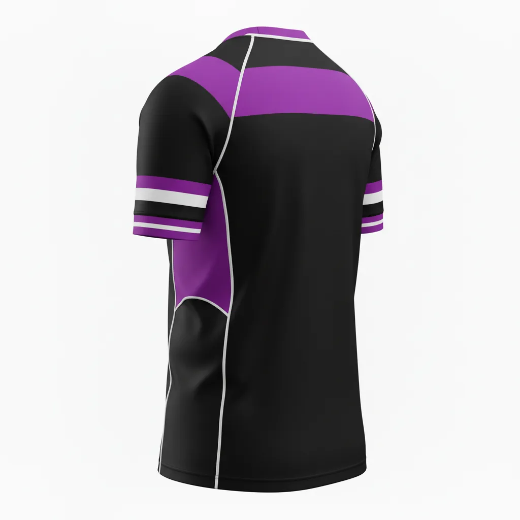 Custom Rugby Round Neck Classic Jersey - Purple, White - All Blacks - Back View - Kinexa Sportswear