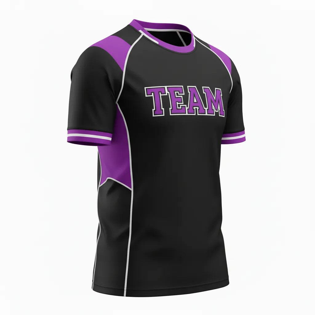 Custom Rugby Round Neck Classic Jersey - Purple, White - All Blacks - Front View - Kinexa Sportswear