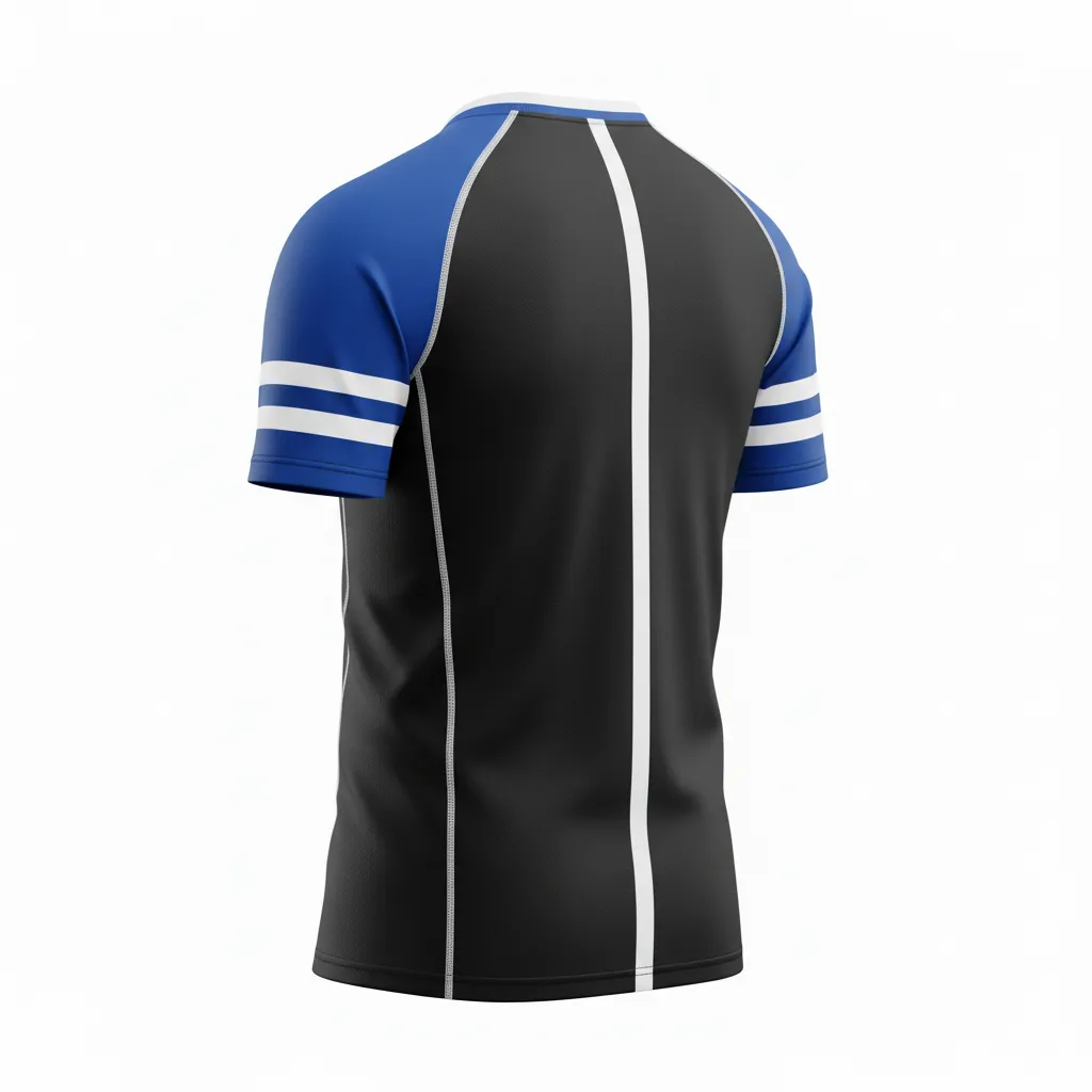 Custom Rugby Round Neck Classic Jersey - Blue, White - All Blacks Royal - Back View - Kinexa Sportswear