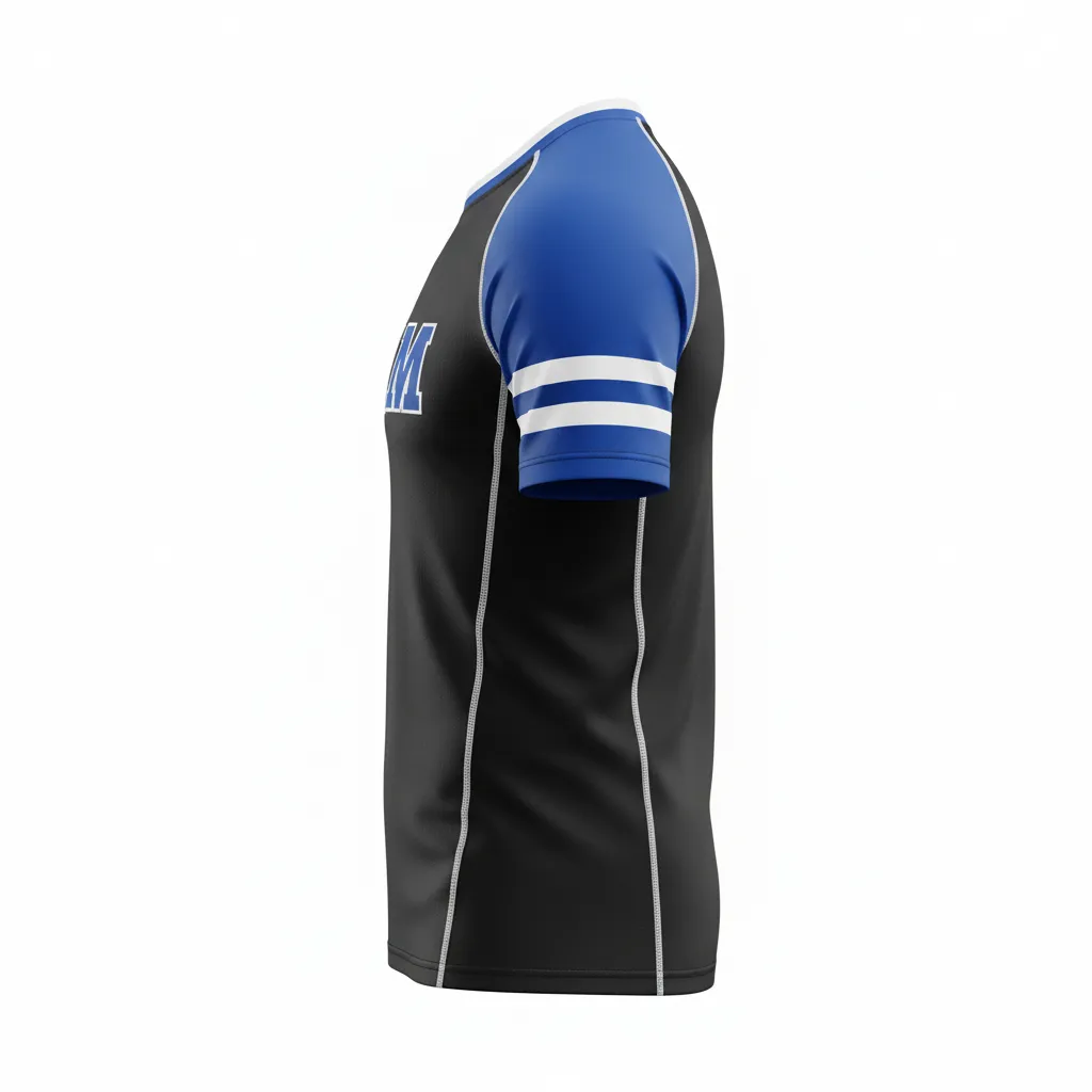 Custom Rugby Round Neck Classic Jersey - Blue, White - All Blacks Royal - Side View - Kinexa Sportswear