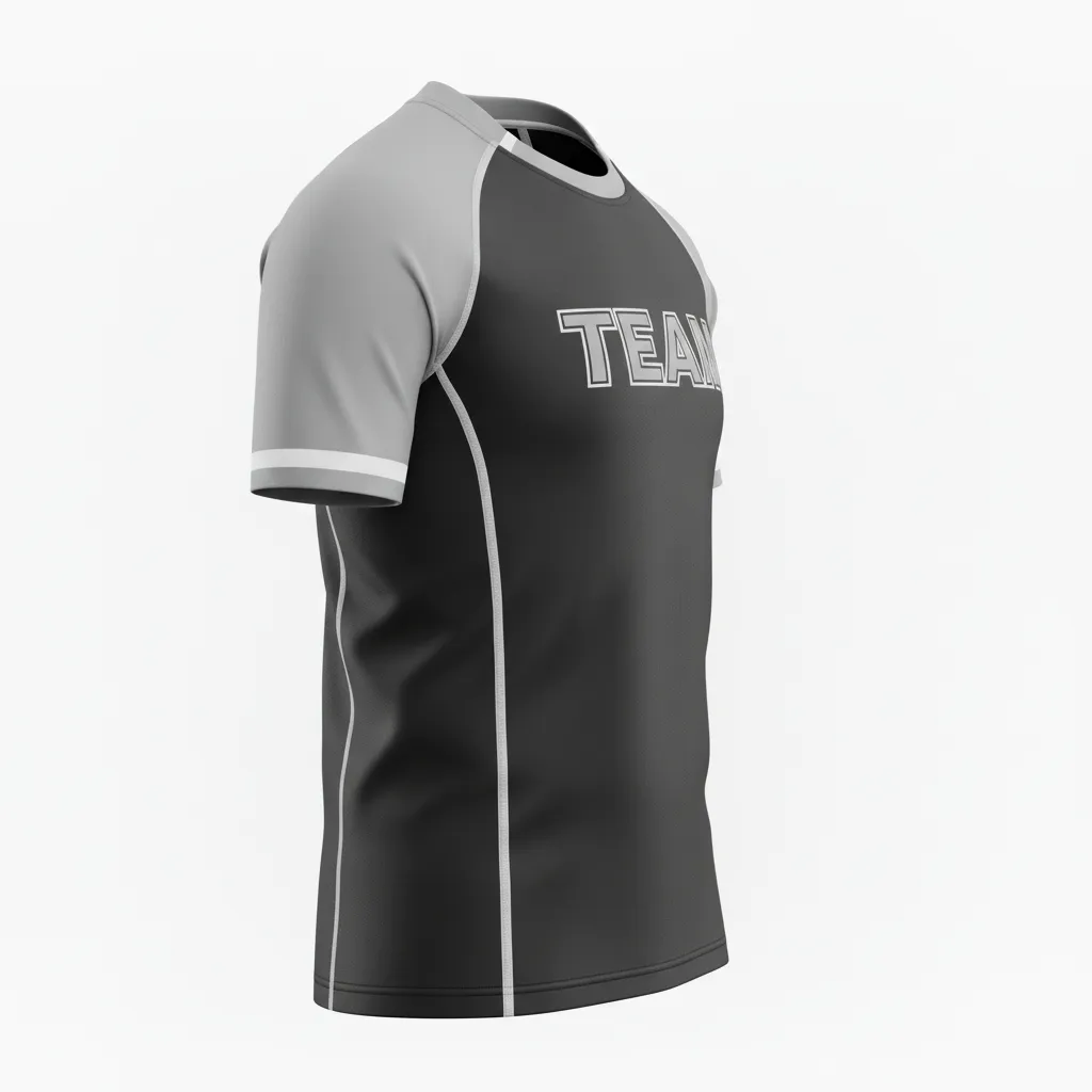 Custom Rugby Round Neck Classic Jersey - Silver, White - All Blacks - Side View - Kinexa Sportswear