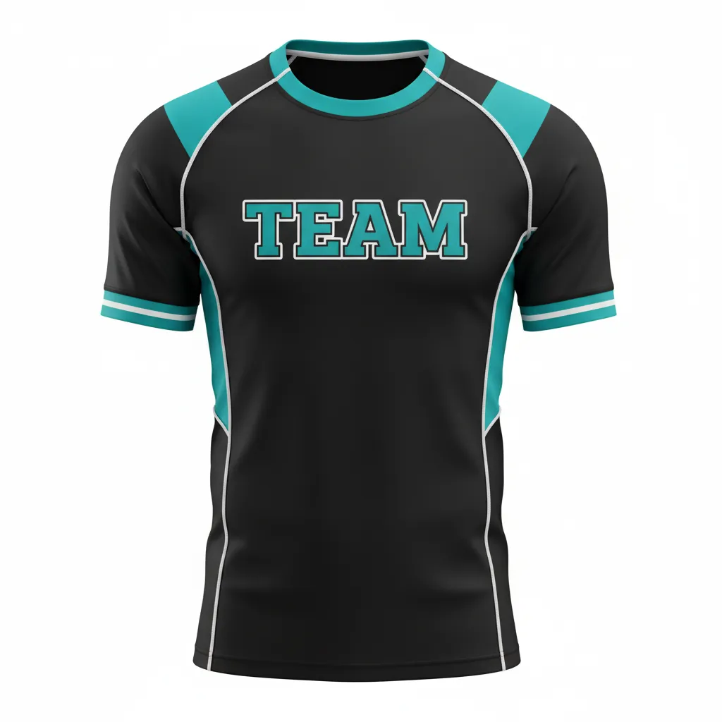 Custom Rugby Round Neck Classic Jersey - Teal, White - All Blacks - Front View - Kinexa Sportswear