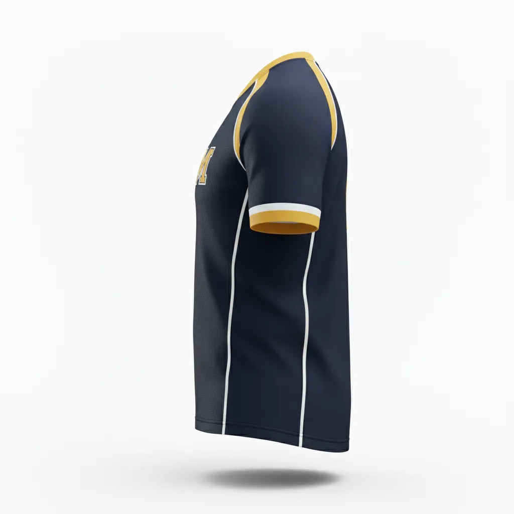 Custom Rugby Round Neck Classic Jersey - Gold, White - All Blacks Vegas - Side View - Kinexa Sportswear