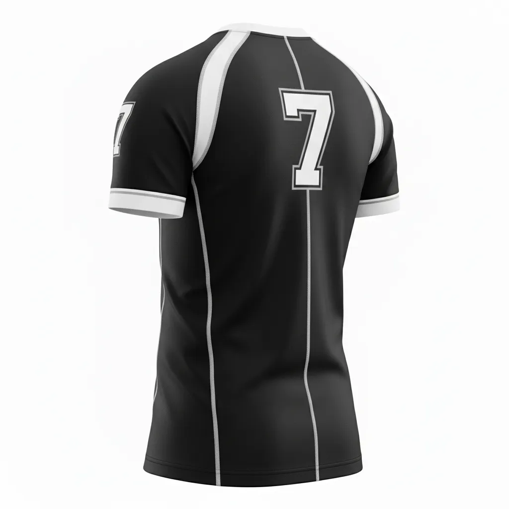 Custom Rugby Round Neck Classic Jersey - White, Silver - All Blacks - Back View - Kinexa Sportswear