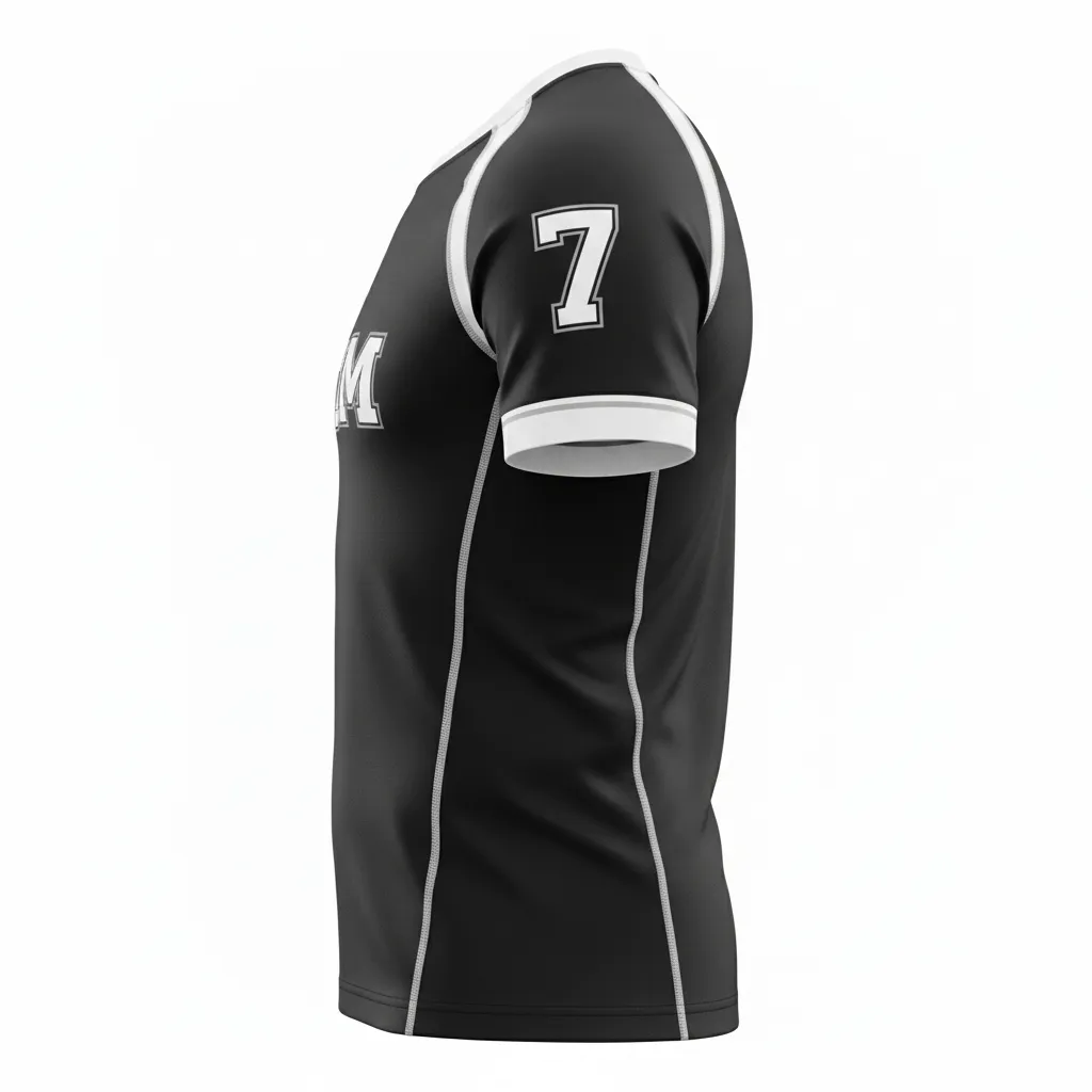 Custom Rugby Round Neck Classic Jersey - White, Silver - All Blacks - Side View - Kinexa Sportswear