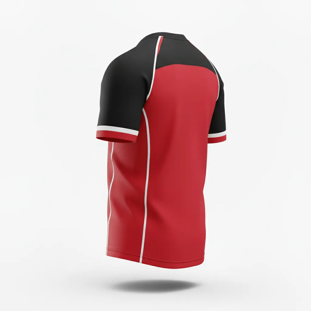 Custom Rugby Round Neck Classic Jersey - Red, White - Athletic All Blacks - Back View - Kinexa Sportswear