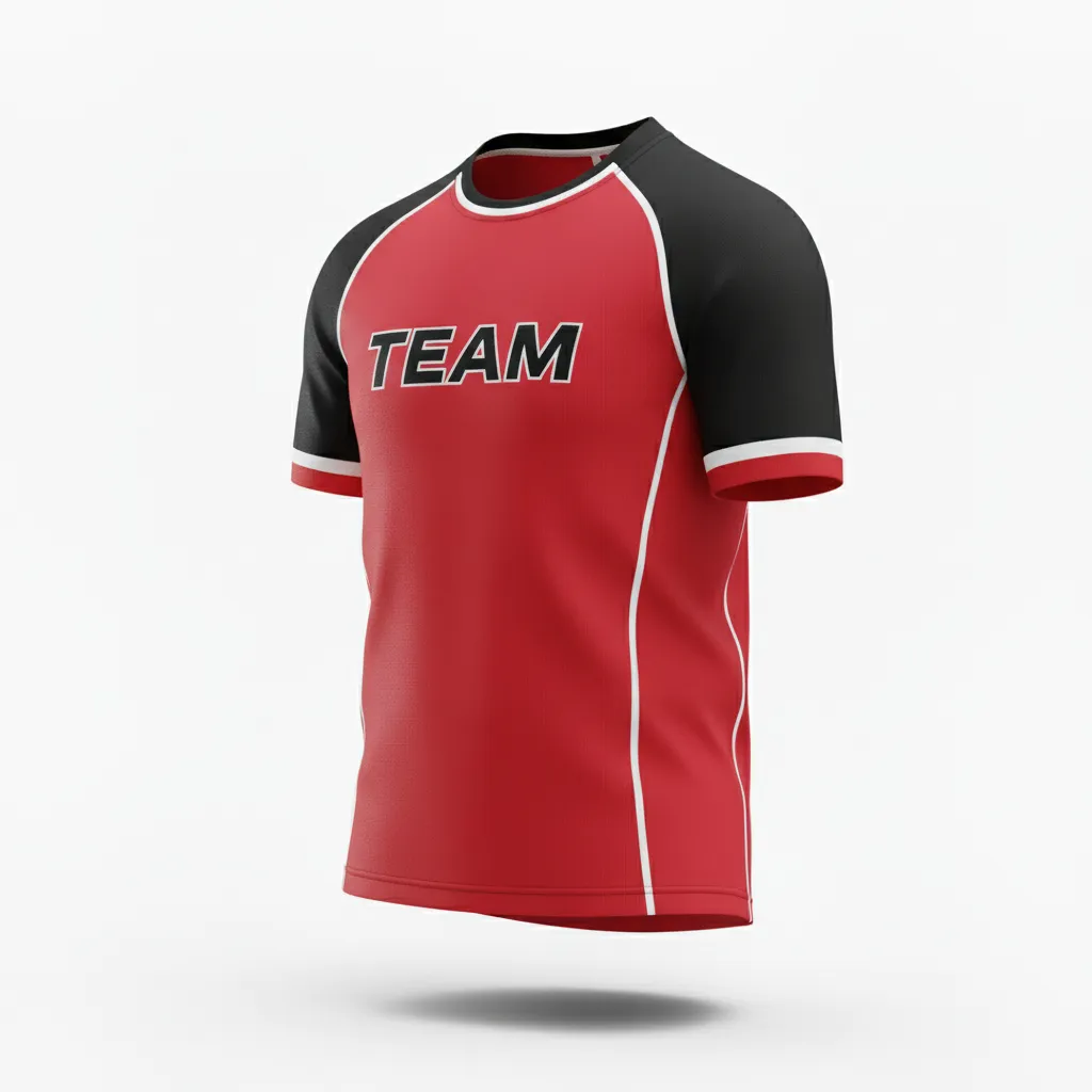 Custom Rugby Round Neck Classic Jersey - Red, White - Athletic All Blacks - Front View - Kinexa Sportswear