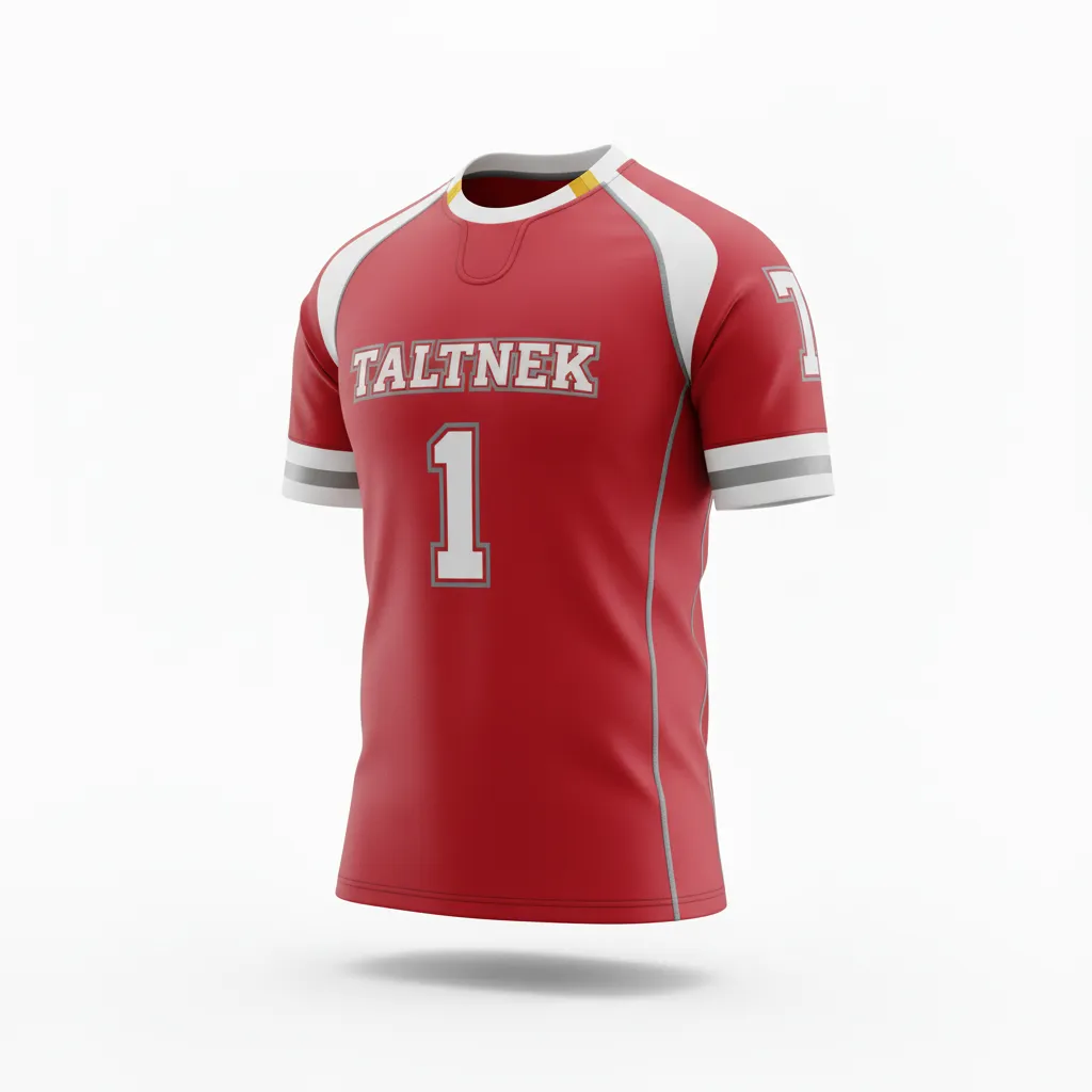 Custom Rugby Round Neck Classic Jersey - Burgundy, Gold, White - Vegas - Front View - Kinexa Sportswear