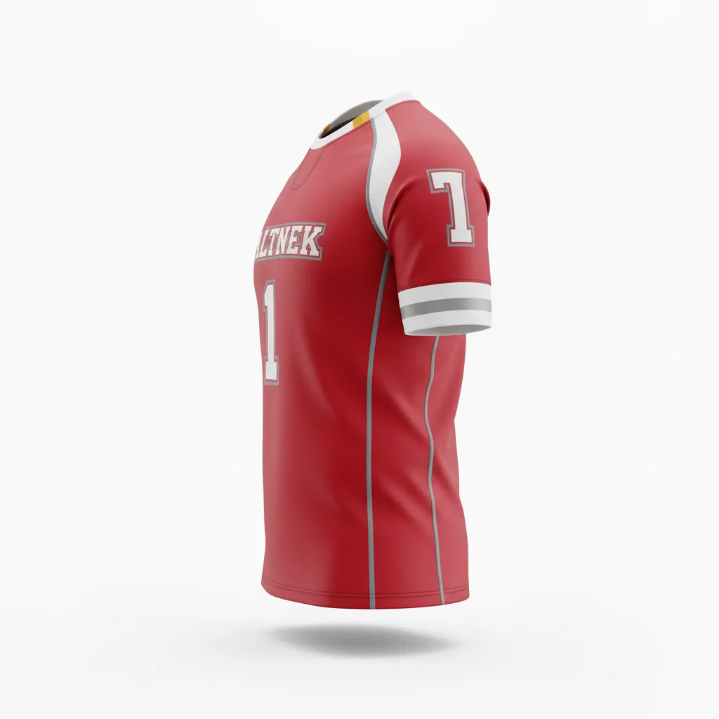 Custom Rugby Round Neck Classic Jersey - Burgundy, Gold, White - Vegas - Side View - Kinexa Sportswear