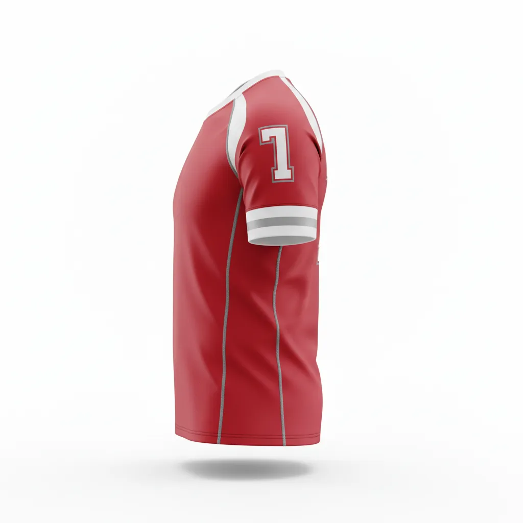 Custom Rugby Round Neck Classic Jersey - White, Silver - Cardinal - Side View - Kinexa Sportswear
