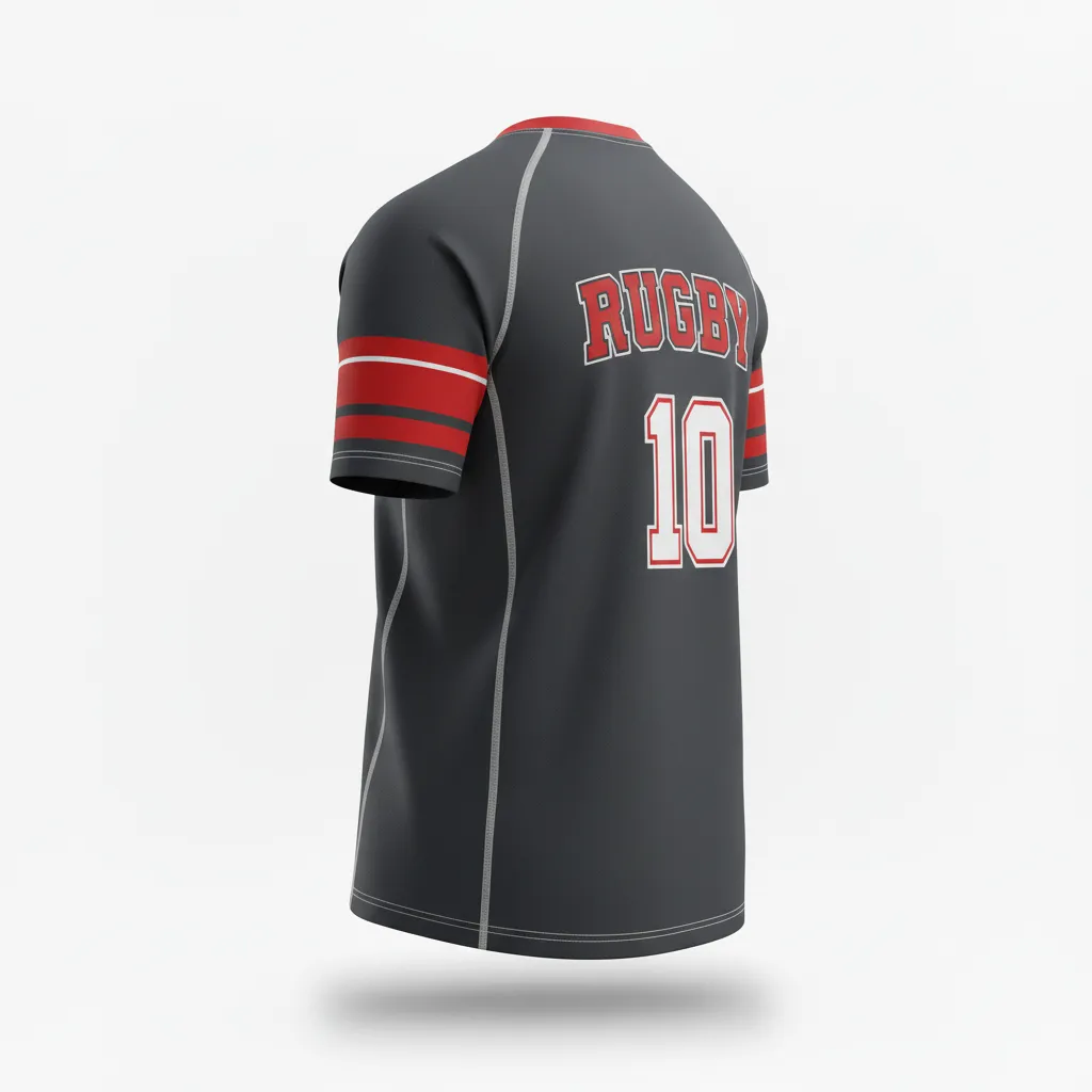 Custom Rugby Short Sleeve T Shirt - Red, White - All Blacks Athletic - Back View - Kinexa Sportswear