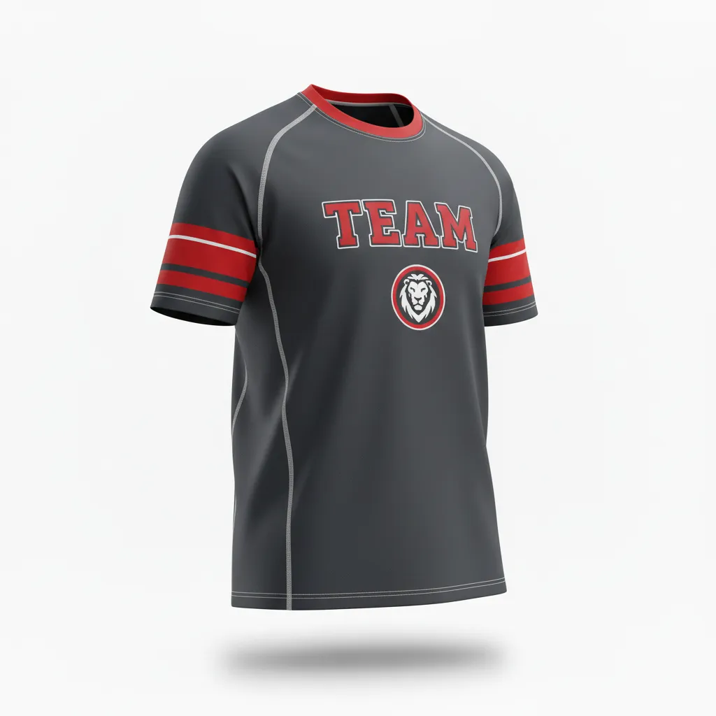Custom Rugby Short Sleeve T Shirt - Red, White - All Blacks Athletic - Front View - Kinexa Sportswear