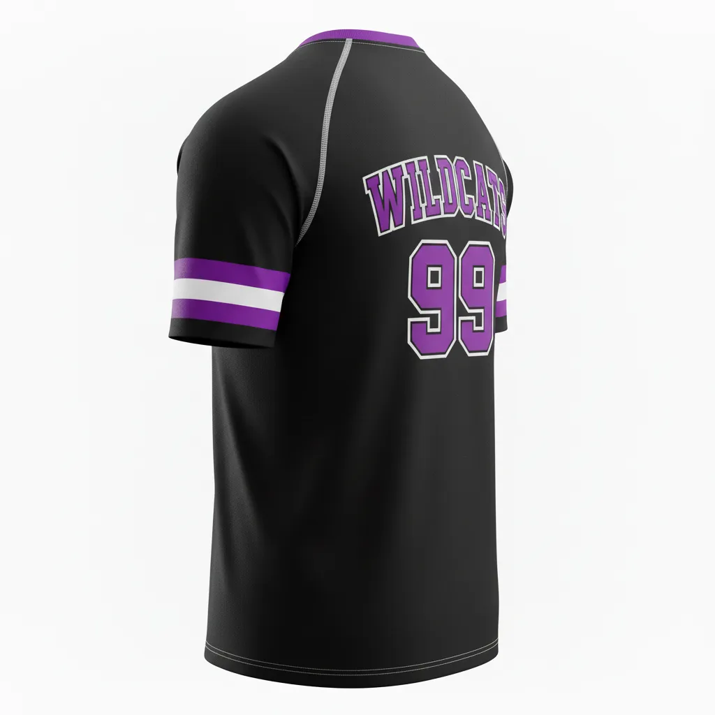 Custom Rugby Short Sleeve T Shirt - Purple, White - All Blacks - Back View - Kinexa Sportswear