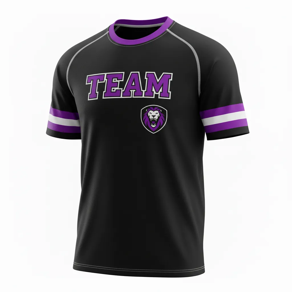 Custom Rugby Short Sleeve T Shirt - Purple, White - All Blacks - Front View - Kinexa Sportswear