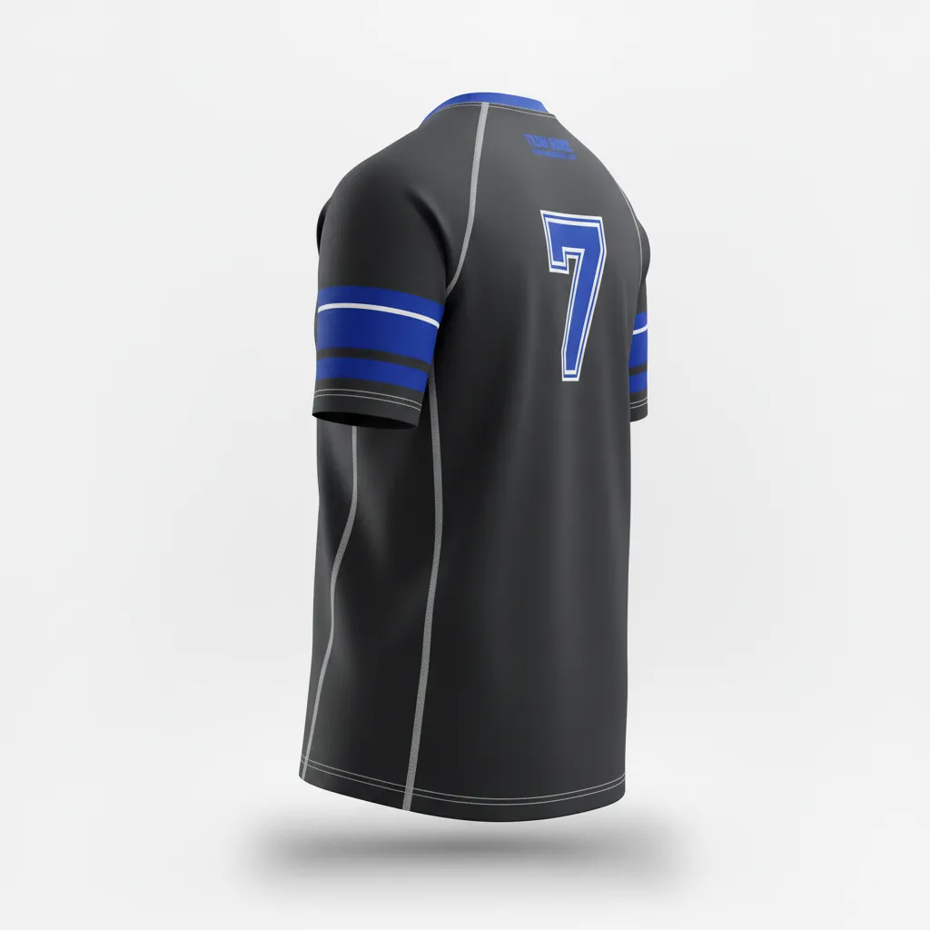 Custom Rugby Short Sleeve T Shirt - Blue, White - All Blacks Royal - Back View - Kinexa Sportswear