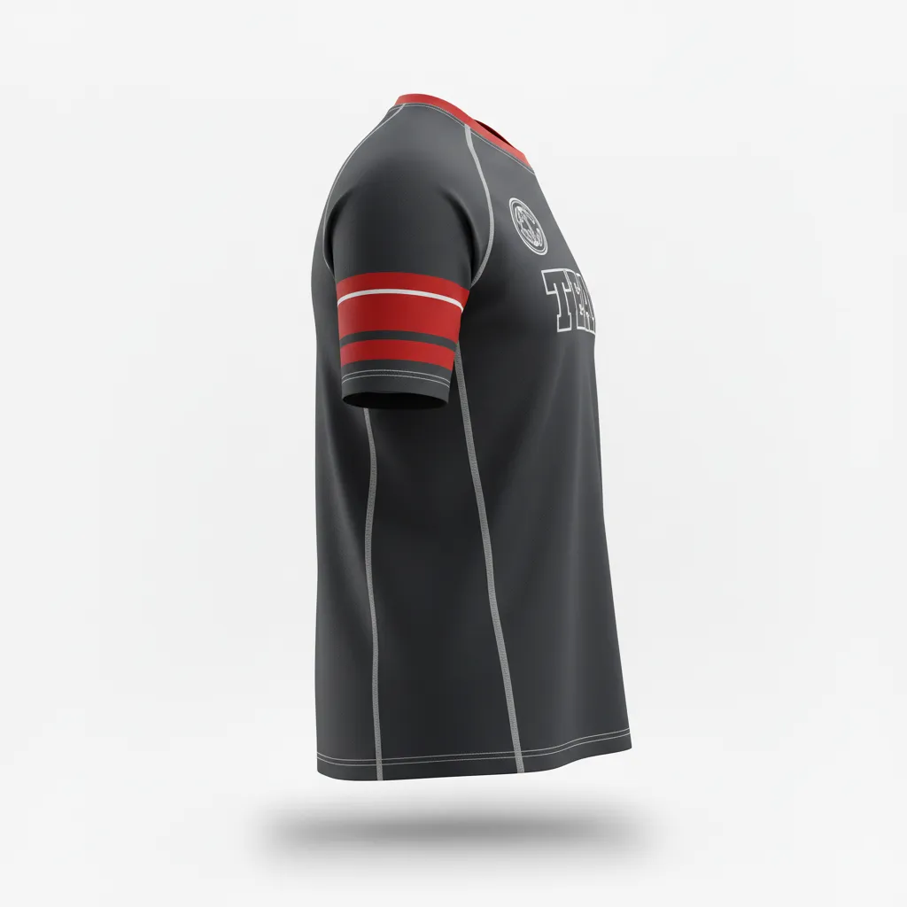Custom Rugby Short Sleeve T Shirt - Silver, White - All Blacks - Side View - Kinexa Sportswear