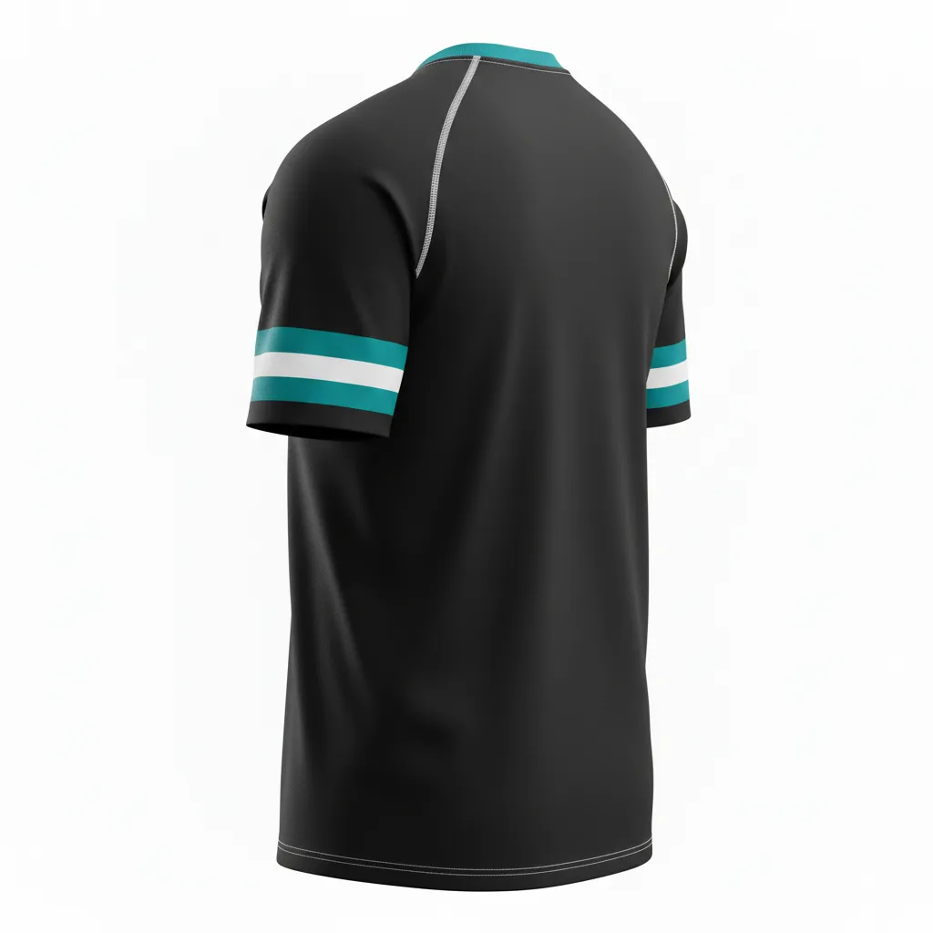Custom Rugby Short Sleeve T Shirt - Teal, White - All Blacks - Back View - Kinexa Sportswear