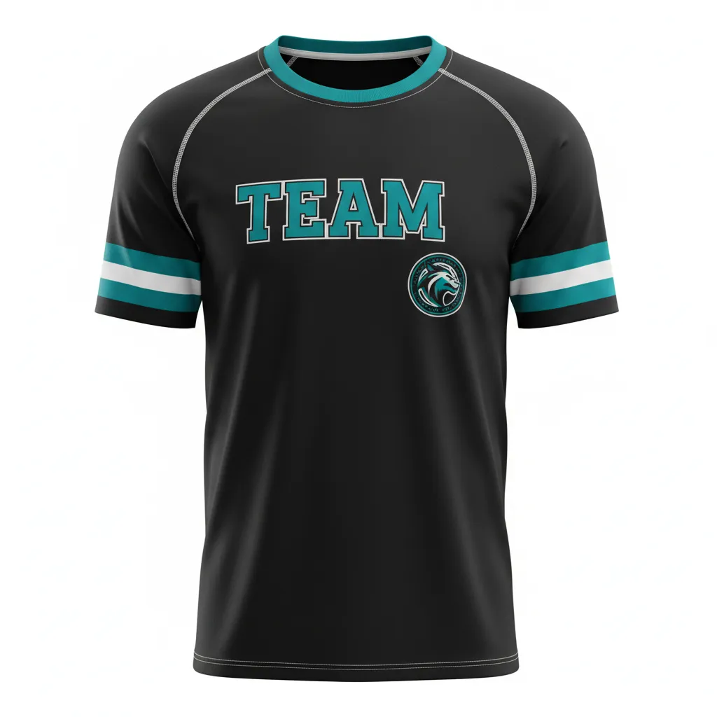 Custom Rugby Short Sleeve T Shirt - Teal, White - All Blacks - Front View - Kinexa Sportswear