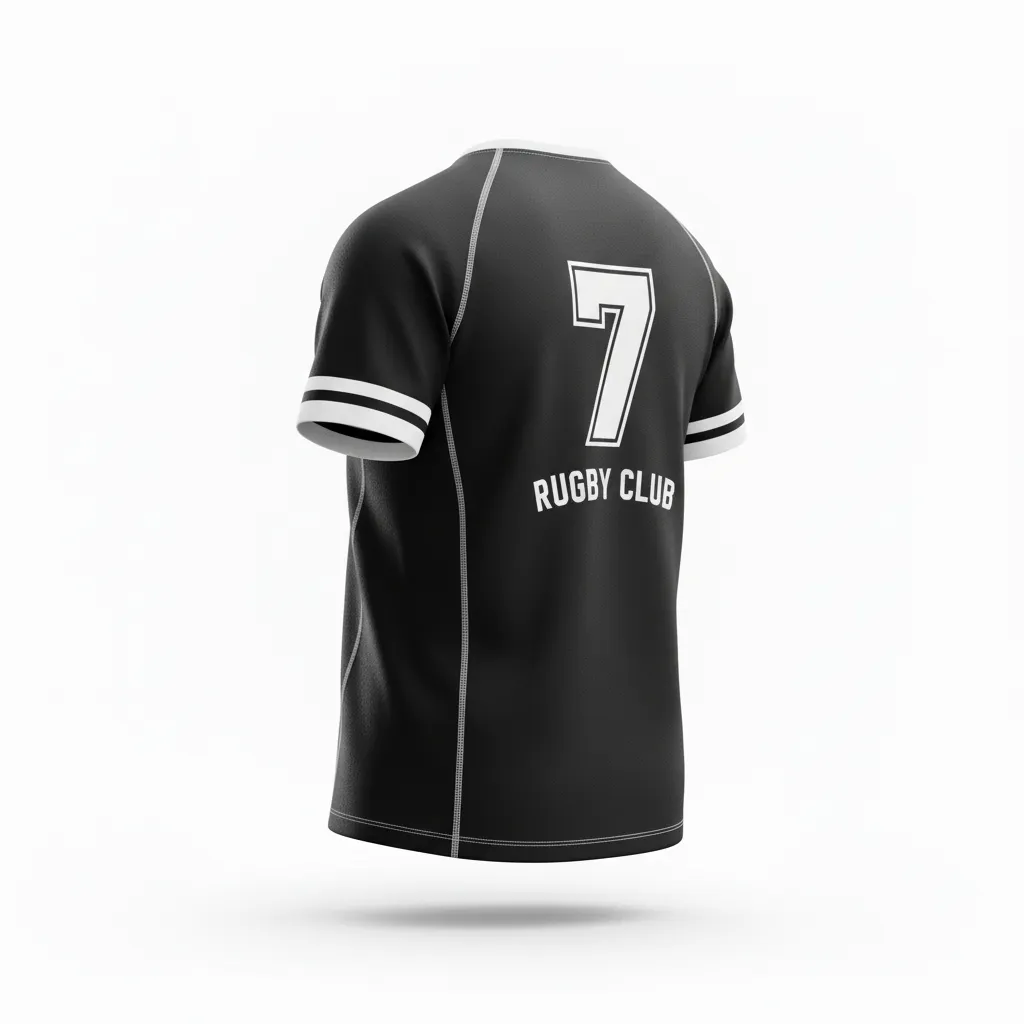 Custom Rugby Short Sleeve T Shirt - White, Silver - All Blacks - Back View - Kinexa Sportswear