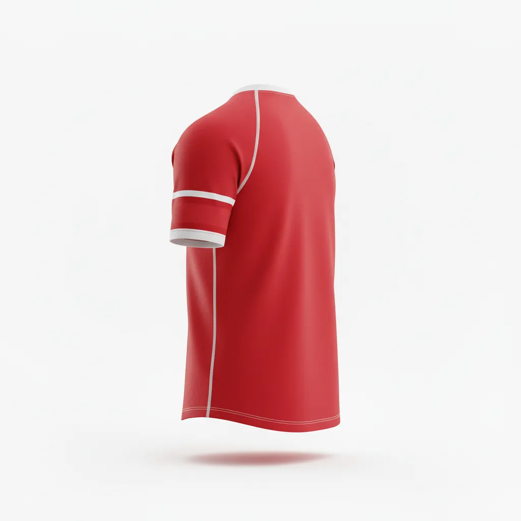 Custom Rugby Short Sleeve T Shirt - Red, White, Navy - Athletic - Back View - Kinexa Sportswear