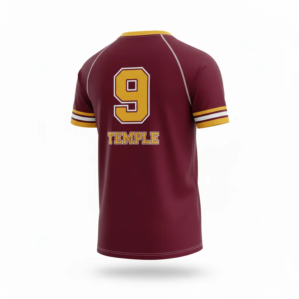 Custom Rugby Short Sleeve T Shirt - Burgundy, Gold, White - Vegas - Back View - Kinexa Sportswear