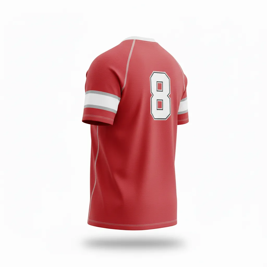 Custom Rugby Short Sleeve T Shirt - White, Silver - Cardinal - Back View - Kinexa Sportswear