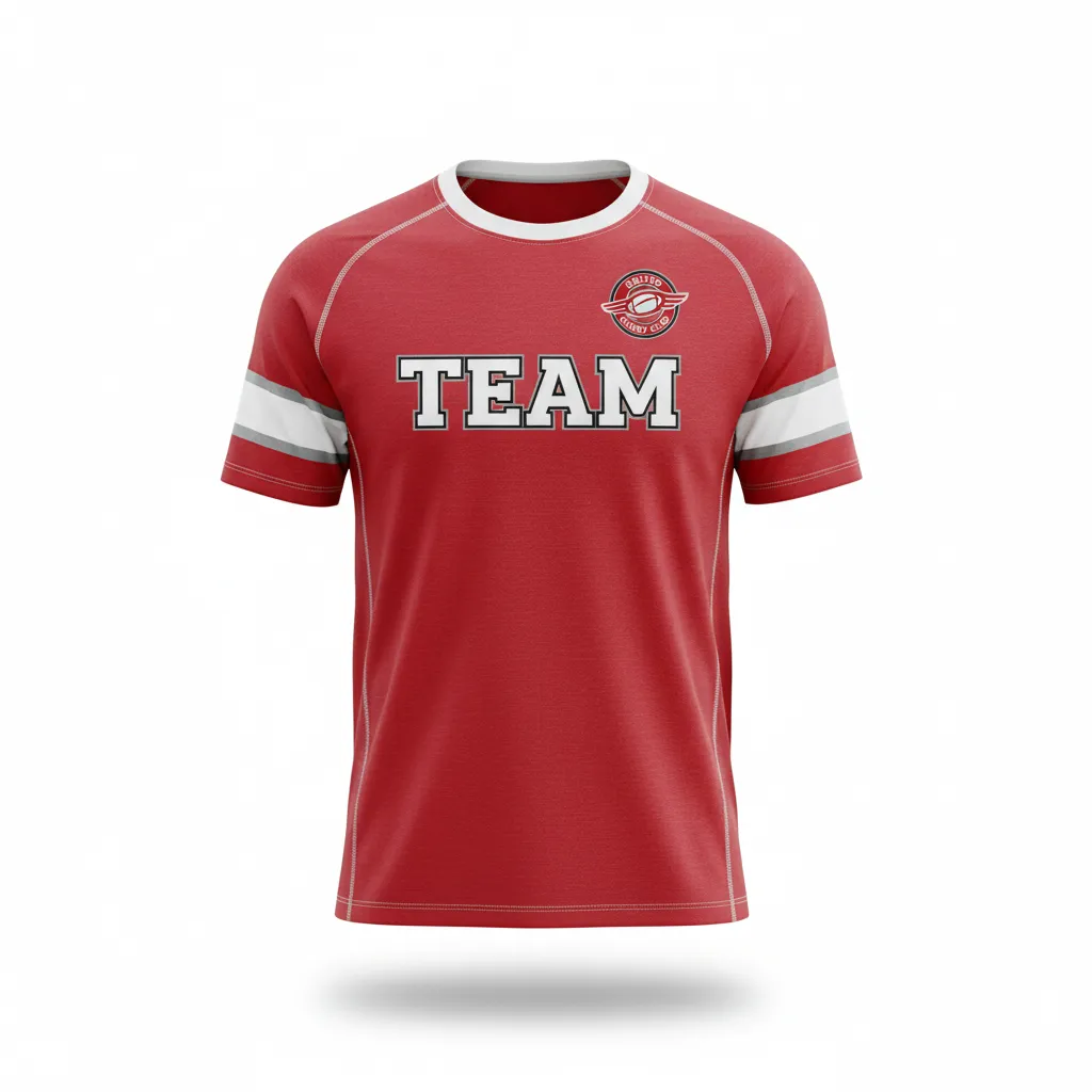 Custom Rugby Short Sleeve T Shirt - White, Silver - Cardinal - Front View - Kinexa Sportswear