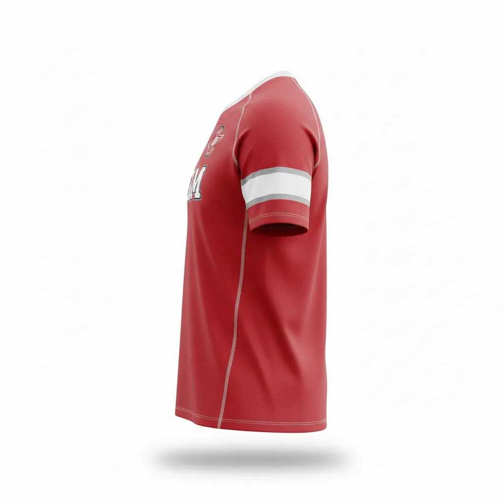 Custom Rugby Short Sleeve T Shirt - White, Silver - Cardinal - Side View - Kinexa Sportswear