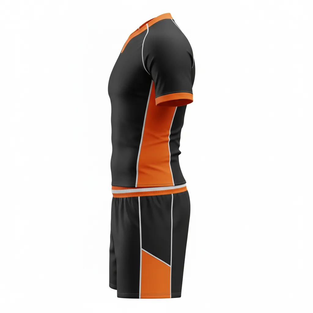 Custom Rugby Standard Rugby Uniforms - Orange, White - All Blacks - Side View - Kinexa Sportswear