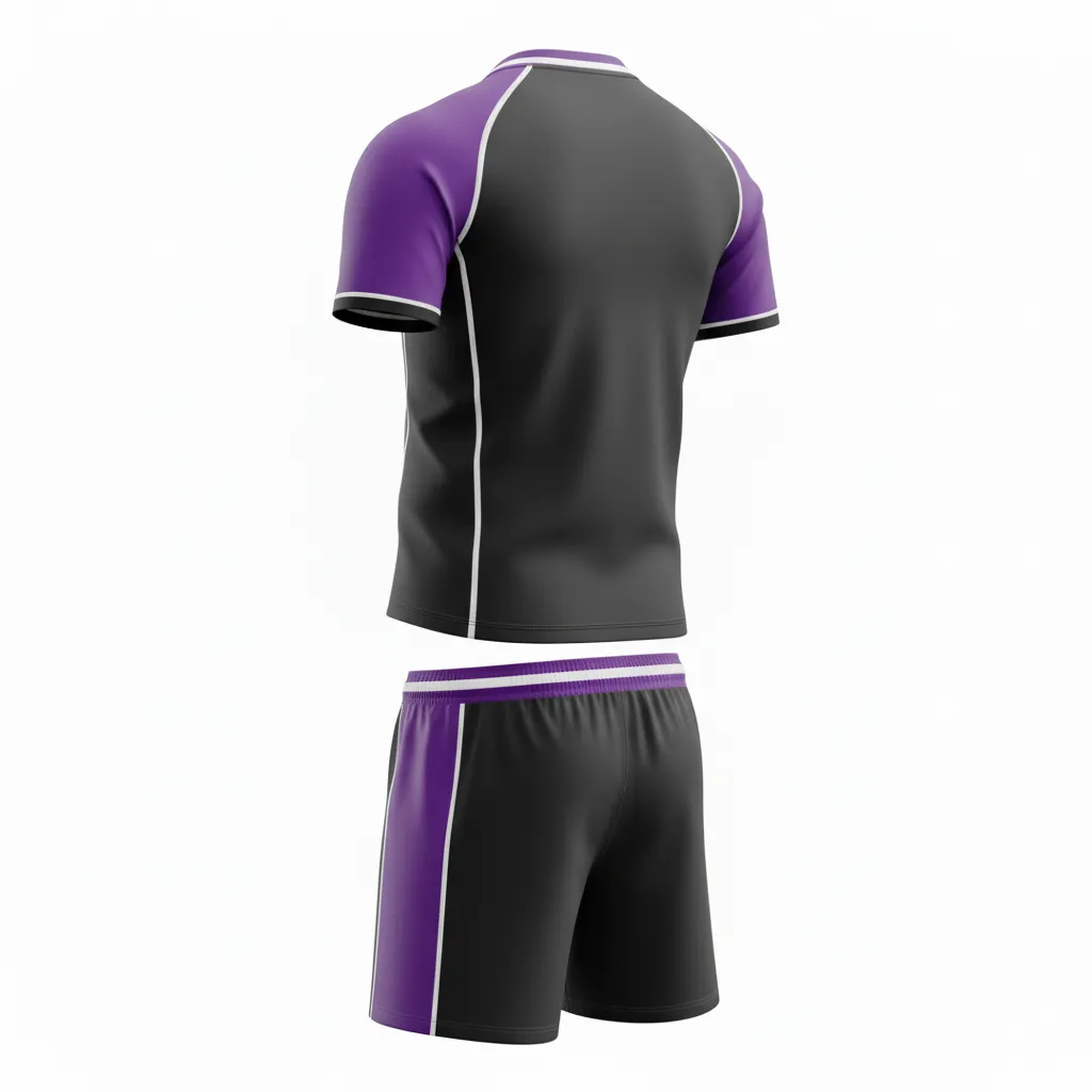 Custom Rugby Standard Rugby Uniforms - Purple, White - All Blacks - Back View - Kinexa Sportswear