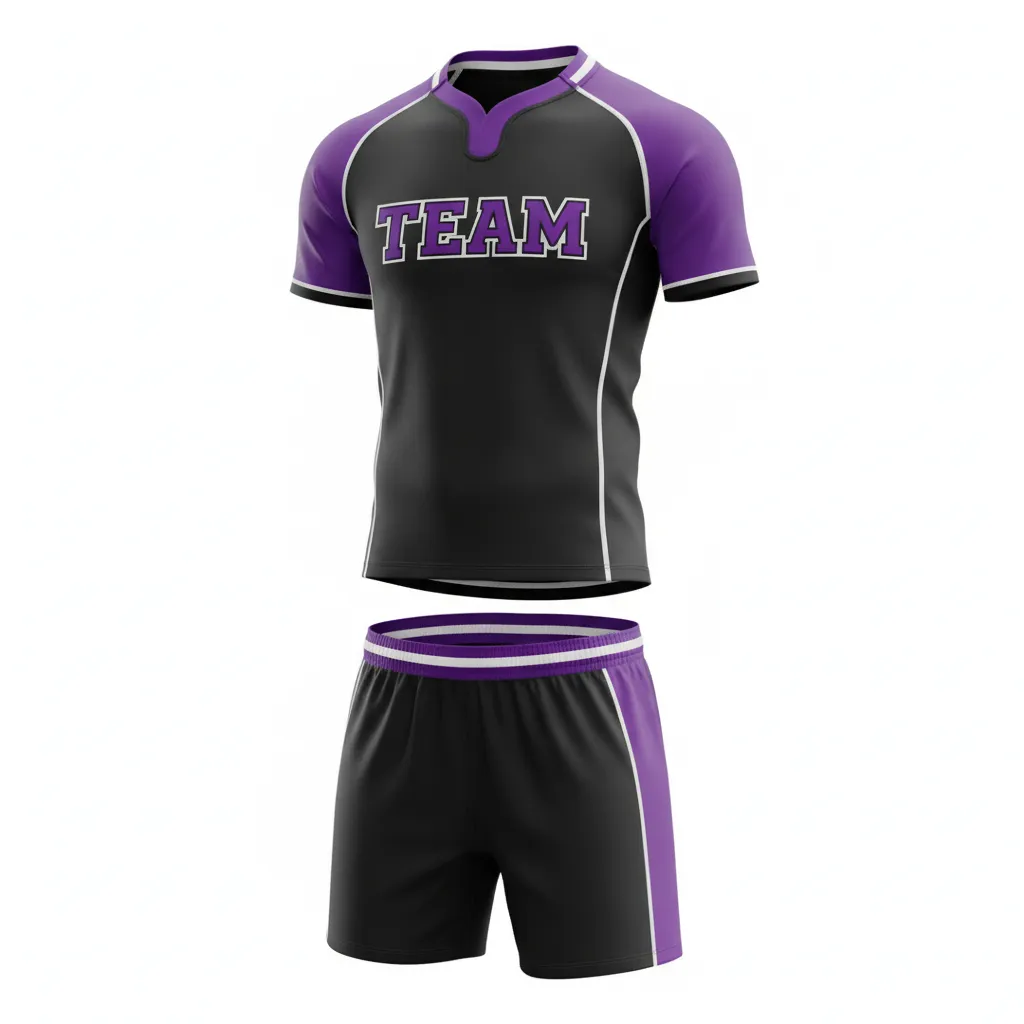 Custom Rugby Standard Rugby Uniforms - Purple, White - All Blacks - Front View - Kinexa Sportswear