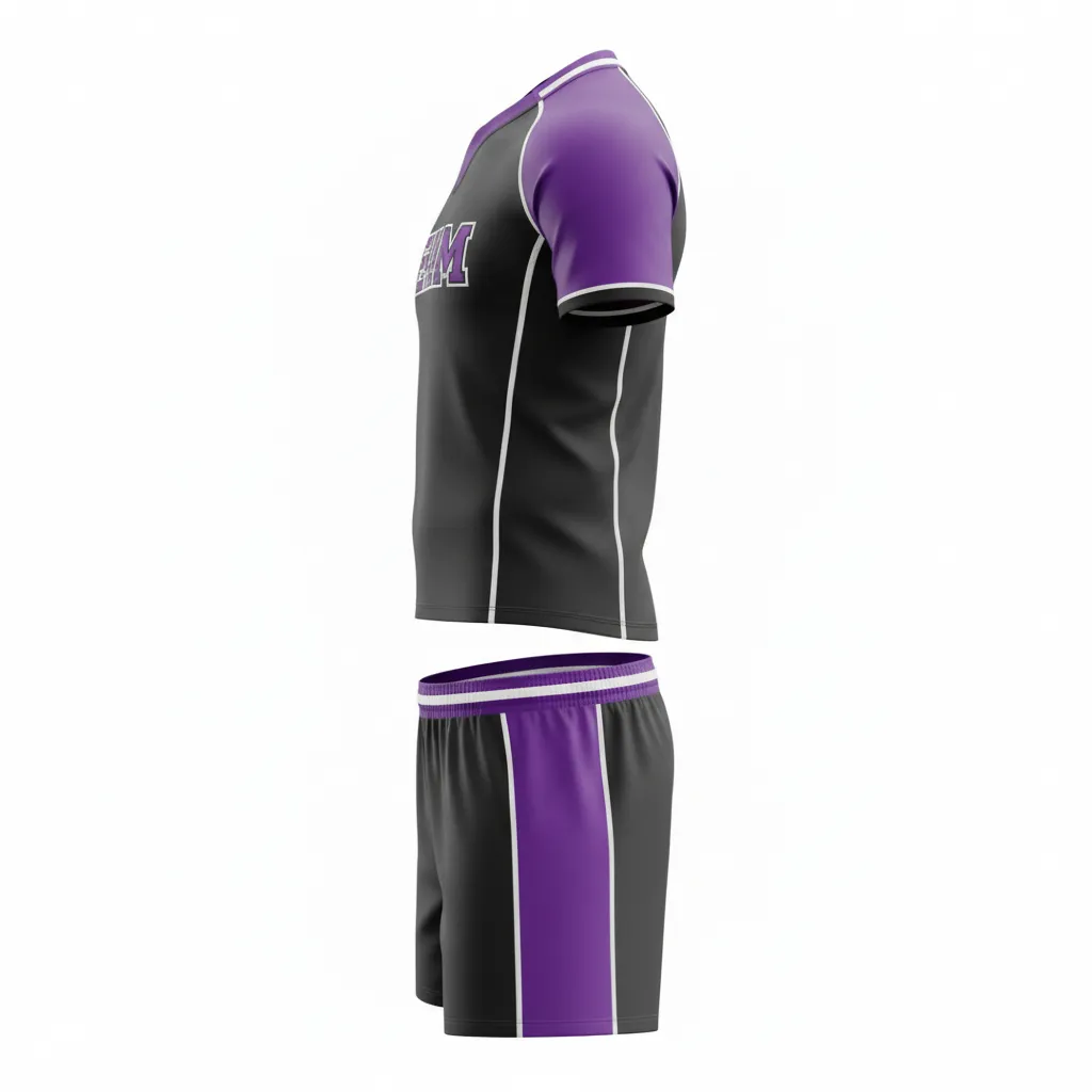 Custom Rugby Standard Rugby Uniforms - Purple, White - All Blacks - Side View - Kinexa Sportswear