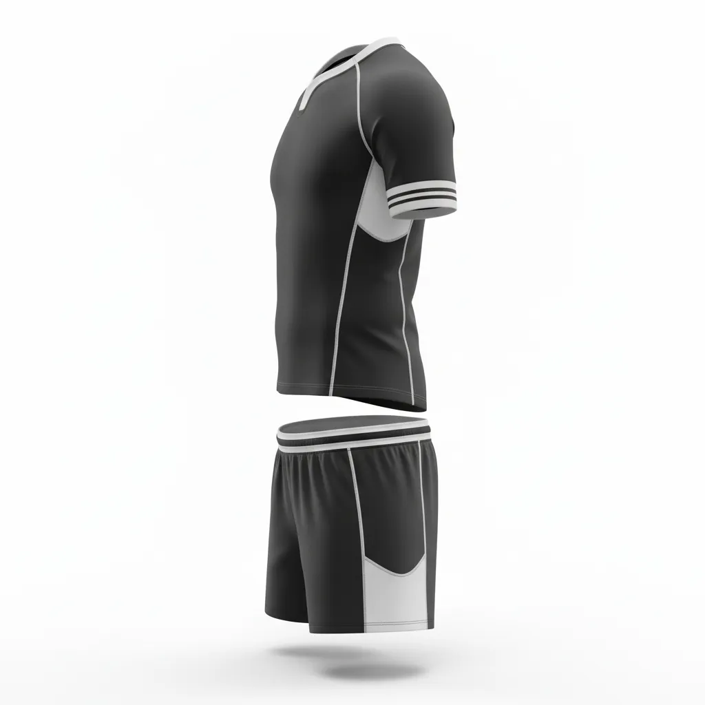 Custom Rugby Standard Rugby Uniforms - Silver, White - All Blacks - Side View - Kinexa Sportswear