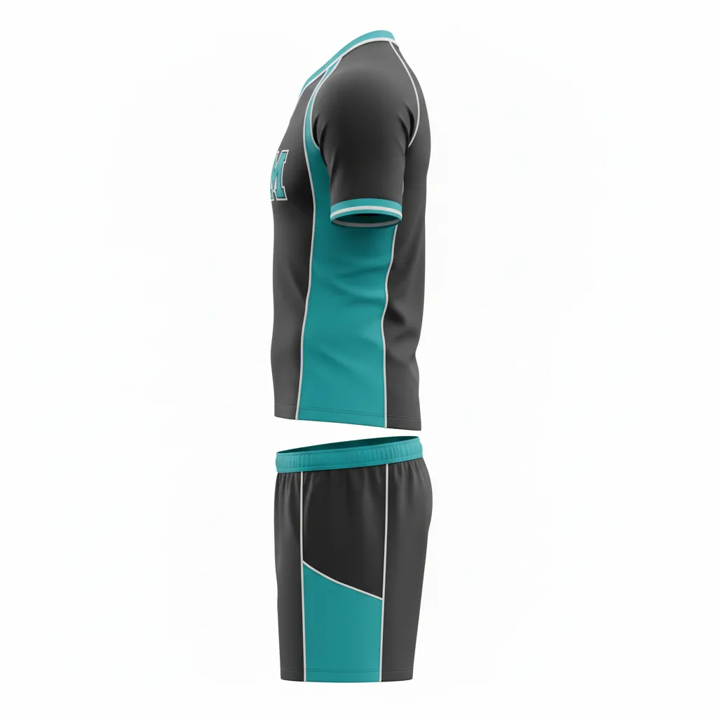 Custom Rugby Standard Rugby Uniforms - Teal, White - All Blacks - Side View - Kinexa Sportswear