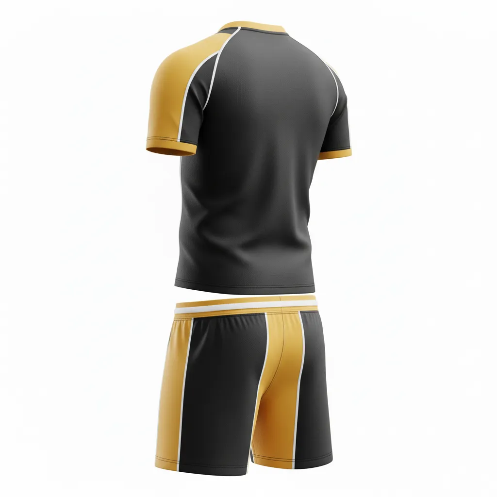 Custom Rugby Standard Rugby Uniforms - Gold, White - All Blacks Vegas - Back View - Kinexa Sportswear