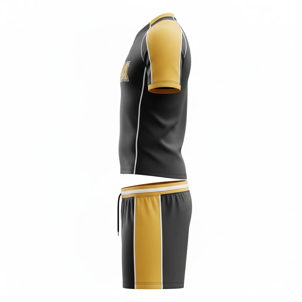Custom Rugby Standard Rugby Uniforms - Gold, White - All Blacks Vegas - Side View - Kinexa Sportswear
