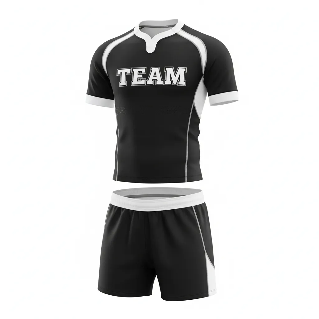 Custom Rugby Standard Rugby Uniforms - White, Silver - All Blacks - Front View - Kinexa Sportswear