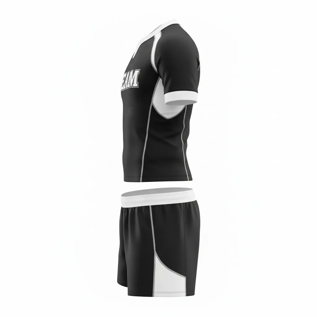 Custom Rugby Standard Rugby Uniforms - White, Silver - All Blacks - Side View - Kinexa Sportswear