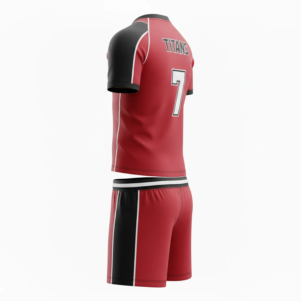 Custom Rugby Standard Rugby Uniforms - Red, White - Athletic All Blacks - Back View - Kinexa Sportswear
