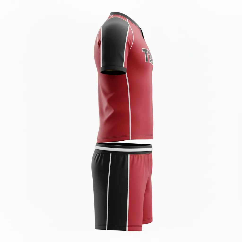 Custom Rugby Standard Rugby Uniforms - Red, White - Athletic All Blacks - Side View - Kinexa Sportswear