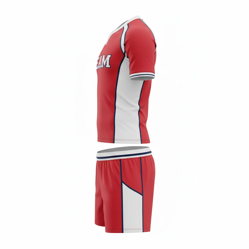 Custom Rugby Standard Rugby Uniforms - Red, White, Navy - Athletic - Side View - Kinexa Sportswear