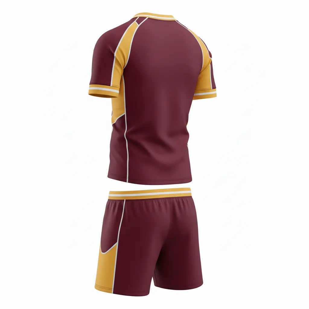 Custom Rugby Standard Rugby Uniforms - Burgundy, Gold, White - Vegas - Back View - Kinexa Sportswear