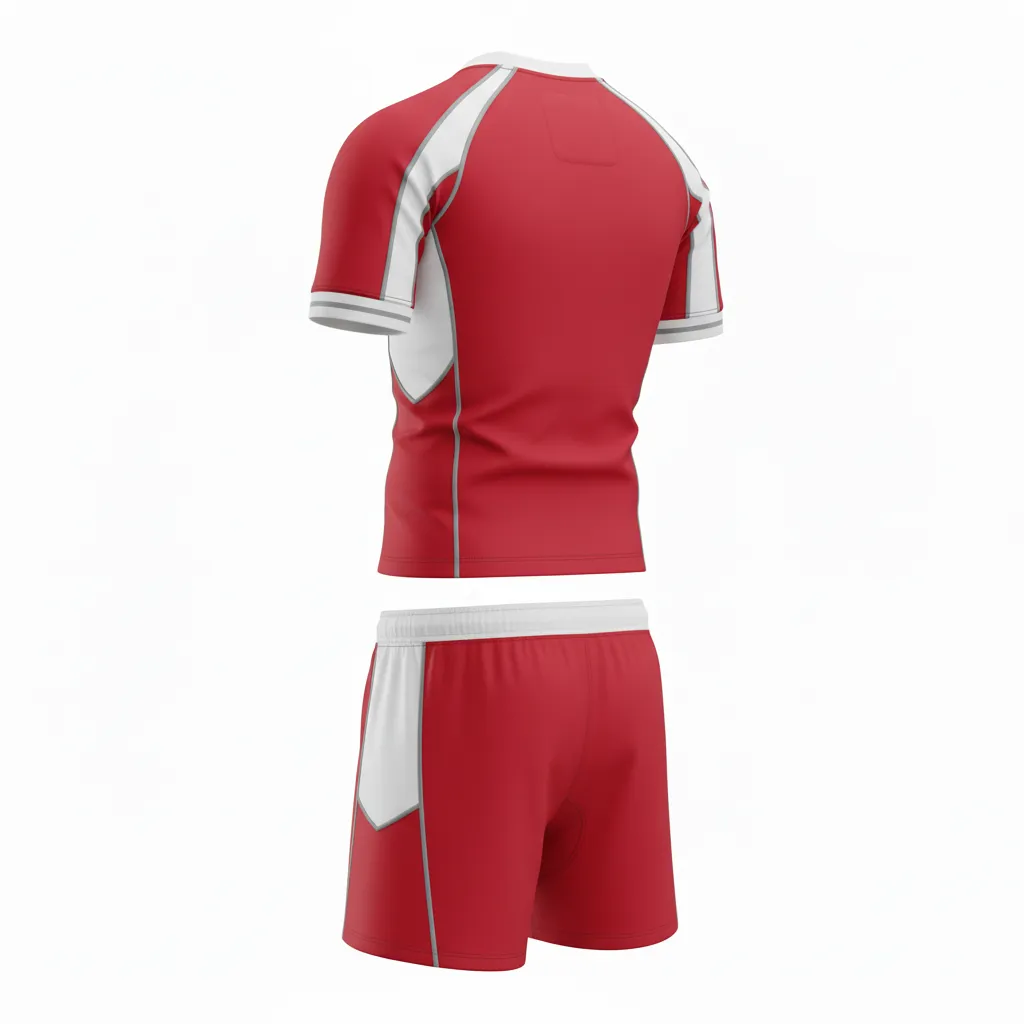 Custom Rugby Standard Rugby Uniforms - White, Silver - Cardinal - Back View - Kinexa Sportswear